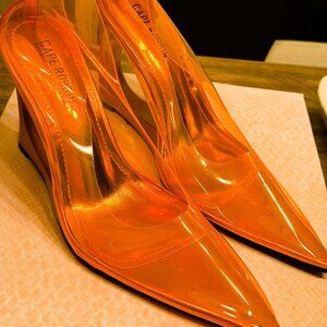 Orange Plastic Heels